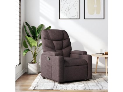 Polohovací křeslo tmavě hnědé textil 372446