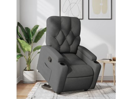 Zvedací polohovací křeslo tmavě šedé textil 3204711