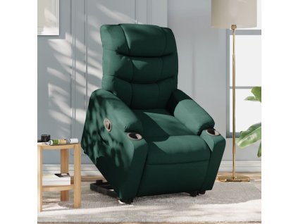 Zvedací polohovací křeslo tmavě zelené textil 3206651