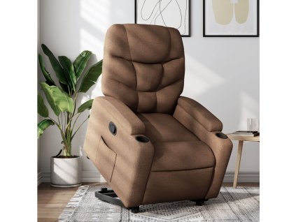 Zvedací polohovací křeslo hnědé textil 3204600
