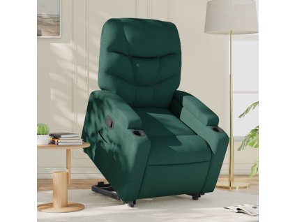 Zvedací polohovací křeslo tmavě zelené textil 3204602