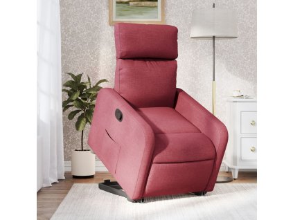 Zvedací polohovací křeslo vínové textil 3206702