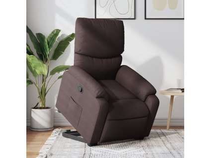 Zvedací polohovací křeslo tmavě hnědé textil 3204829