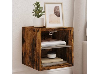 Nástěnná TV skříňka s LED osvětlením kouřový dub 30x28,5x30 cm 836981