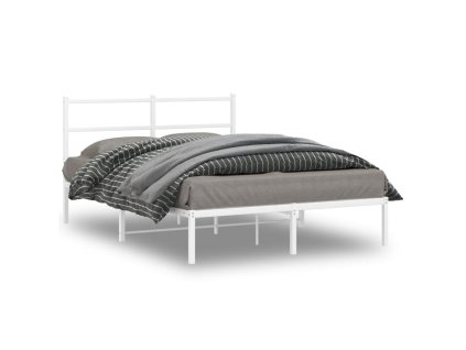 Kovový rám postele s čelem bílý 140 x 190 cm 355414