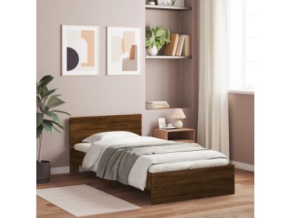 Postel bez matrace s čelem hnědý dub 100 x 200 cm 838623