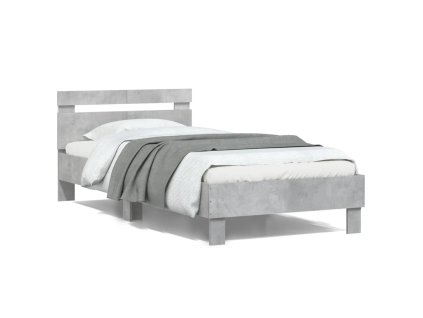 Rám postele s čelem a LED osvětlením betonově šedý 100 x 200 cm 838711