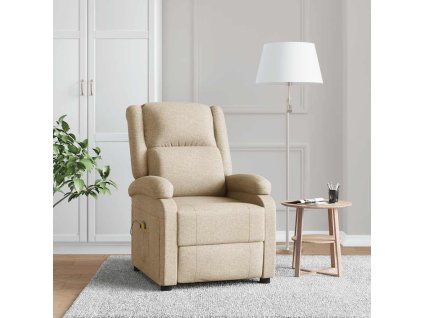 Masážní křeslo krémové textil 348446