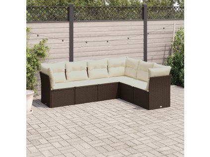 6dílná zahradní sedací souprava s poduškami hnědá polyratan 3217683