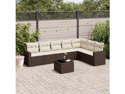 8dílná zahradní sedací souprava s poduškami hnědá polyratan 3219053