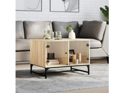 Konferenční stolek se skleněnými dvířky dub sonoma 68,5x50x50cm 836541