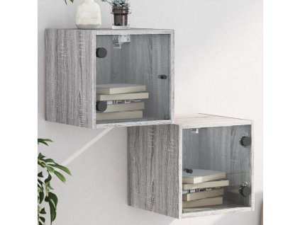 Noční stolky se skleněnými dvířky 2 ks šedé sonoma 35x37x35 cm 836473