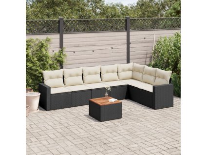 8dílná zahradní sedací souprava s poduškami černá polyratan 3224152