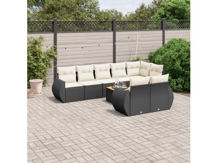 9dílná zahradní sedací souprava s poduškami černá polyratan 3257421
