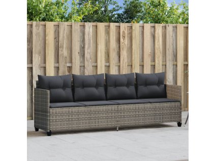 Zahradní lehátko s poduškami šedé polyratan 368328