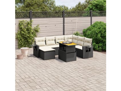 8dílná zahradní sedací souprava s poduškami černá polyratan 3271868