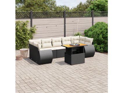 8dílná zahradní sedací souprava s poduškami černá polyratan 3272106