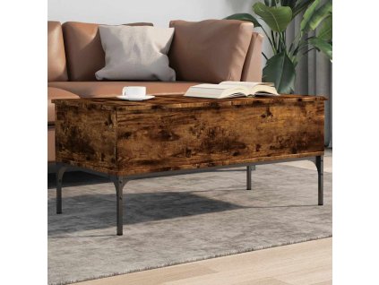 Konferenční stolek kouřový dub 100 x 50 x 45 cm kompozit a kov 845413