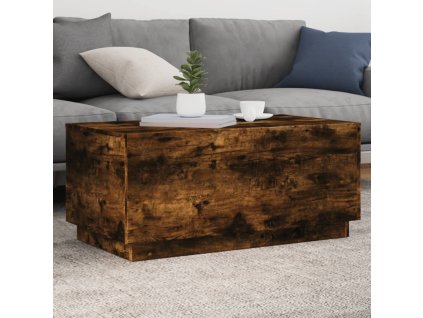 Konferenční stolek s LED osvětlením kouřový dub 90 x 50 x 40 cm 839879