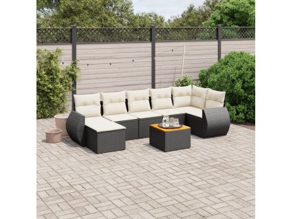 8dílná zahradní sedací souprava s poduškami černá polyratan 3257442