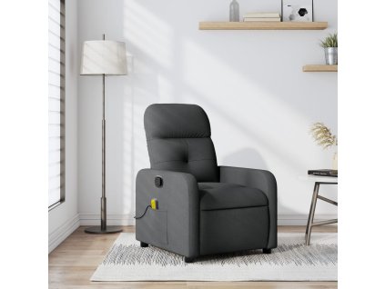 Masážní polohovací křeslo tmavě šedé textil 374207