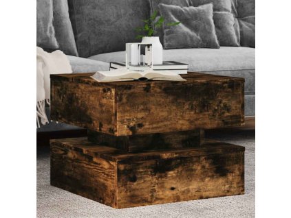 Konferenční stolek s LED osvětlením kouřový dub 50 x 50 x 40 cm 839858