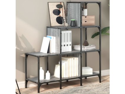 Knihovna šedá sonoma 92 x 30 x 102 cm kompozitní dřevo a kov 845439