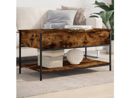 Konferenční stolek kouřový dub 100 x 50 x 50 cm kompozit a kov 845348