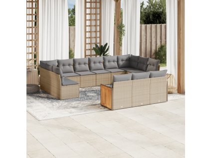 13dílná zahradní sedací souprava s poduškami béžová polyratan 3228138