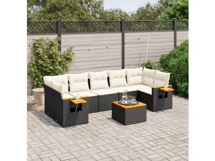8dílná zahradní sedací souprava s poduškami černá polyratan 3226651
