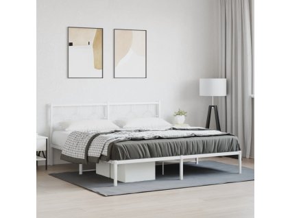 Kovový rám postele s čelem bílý 183 x 213 cm 376280
