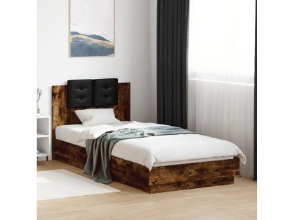 Rám postele s čelem kouřový dub 100 x 200 cm kompozitní dřevo 3209937