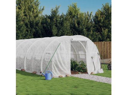 Skleník s ocelovým rámem bílý 66 m² 22 x 3 x 2 m 3188059