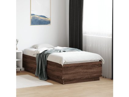 Rám postele s LED osvětlením hnědý dub 75 x 190 cm kompozit 3209673