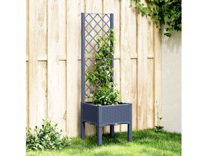 Zahradní truhlík s treláží modrá šedá 40 x 40 x 142 cm PP 367916