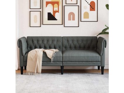 Chesterfield pohovka 2místná tmavě šedá textil 372548