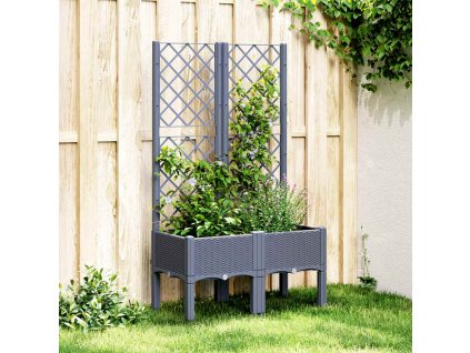 Zahradní truhlík s treláží modrá šedá 80 x 40 x 142 cm PP 367921