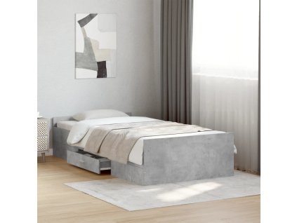 Rám postele se zásuvkami betonově šedý 75 x 190 cm kompozit 3280352