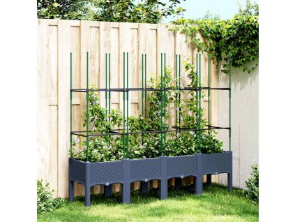 Zahradní truhlík s treláží modrá šedá 160 x 40 x 142,5 cm PP 367961