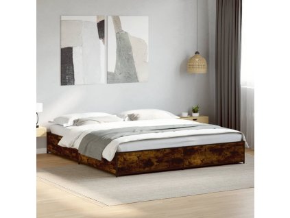 Rám postele kouřový dub 200 x 200 cm kompozitní dřevo a kov 3279824