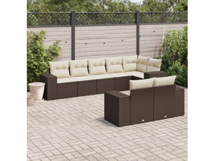 8dílná zahradní sedací souprava s poduškami hnědá polyratan 3222822