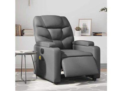 Elektrické masážní polohovací křeslo šedé umělá kůže 3204654