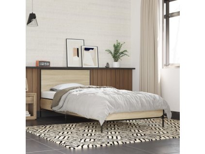 Rám postele dub sonoma 100 x 200 cm kompozitní dřevo a kov 845523