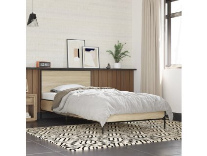 Rám postele dub sonoma 90 x 190 cm kompozitní dřevo a kov 845563