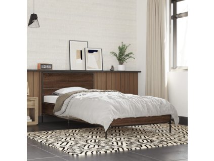 Rám postele hnědý dub 75 x 190 cm kompozitní dřevo a kov 845561