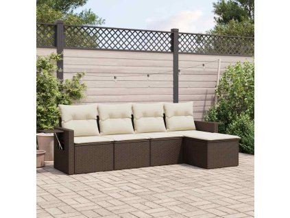 5dílná zahradní sedací souprava s poduškami hnědá polyratan 3220092