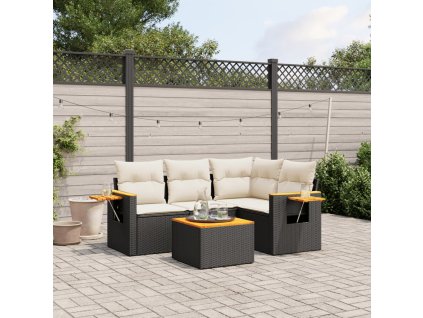 5dílná zahradní sedací souprava s poduškami černá polyratan 3226777