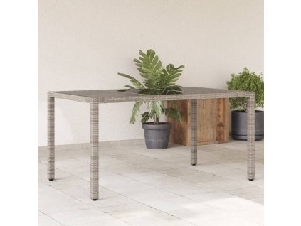 Zahradní stůl se skleněnou deskou šedý 150x90x75 cm polyratan 365591