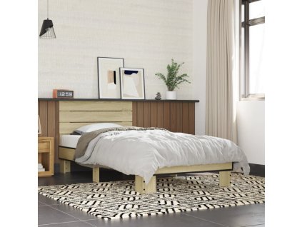 Rám postele dub sonoma 75 x 190 cm kompozitní dřevo a kov 845748