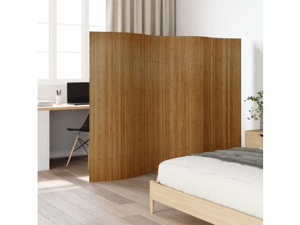 Paraván hnědý šířka 250 cm výška 165 cm bambus 376992